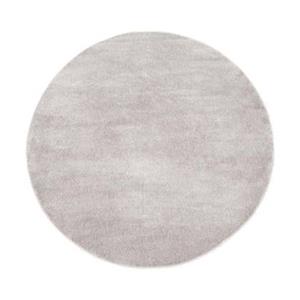 Tapeso Rond vloerkleed effen velours Gala - grijs - 120 cm rond