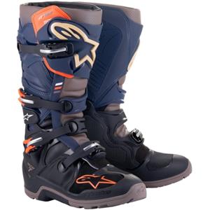 ALPINESTARS Tech 7 Enduro Drystar, Adventure motorlaarzen, Zwart-Nacht Marineblauw-Warm Grijs