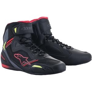 Faster-3 Rideknit, Motorschoenen, Zwart-Rood-Geel Fluo