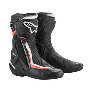 ALPINESTARS SMX Plus V2, Sport motorlaarzen, Zwart-Wit-Rood Fluo