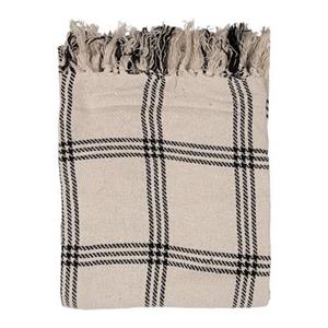 Clayre & Eef Plaid 125x150 cm Beige Zwart Katoen Ruiten Deken