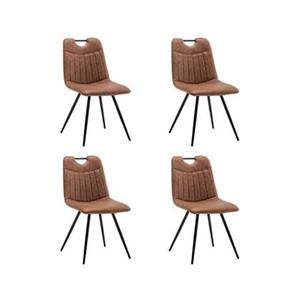 Furnihaus Eetkamerstoel Leon Microvezel Cognac Set van 4