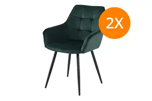 WOONENZO Eetkamerstoel Emparla - groen - set van 2