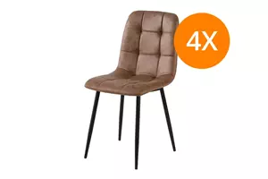 WOONENZO Eetkamerstoel Elise - cognac - set van 4