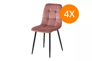 WOONENZO Eetkamerstoel Elise - velvet - roze - set van 4