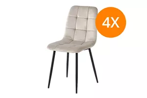 WOONENZO Eetkamerstoel Elise - velvet - beige - set van 4