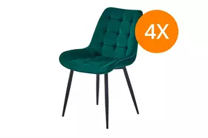WOONENZO Eetkamerstoel Bloqs - velvet - groen - set van 4