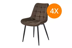 WOONENZO Eetkamerstoel Bloqs - velvet - bruin - set van 4