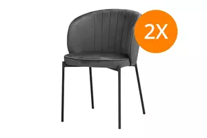 WOONENZO Eetkamerstoel Lyon - antraciet - set van 2