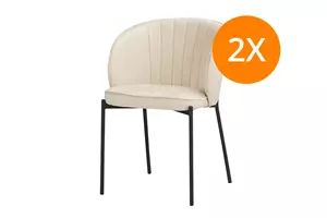 WOONENZO Eetkamerstoel Lyon - beige - set van 2