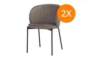 WOONENZO Eetkamerstoel Lyon - bruin - set van 2