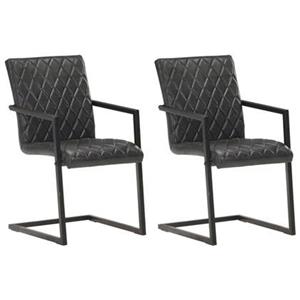 VidaXL Eetkamerstoelen 2 st echt leer zwart