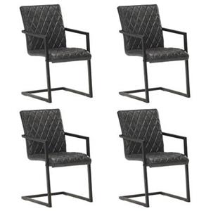 VidaXL Eetkamerstoelen 4 st echt leer zwart