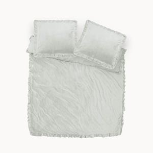 Dekbedovertrek Velvet Ruffles Dekbedovertrek - Tweepersoons (200x200 cm) - Zwart & Wit & Groen & Taupe Polyester-katoen - Dessin: Effen - Dreamhouse -