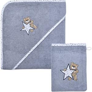Wörner Handdoekenset Teddy/Stern Kapuzenbadetuch 100/100 mit Waschhandschuh (voordeelset)