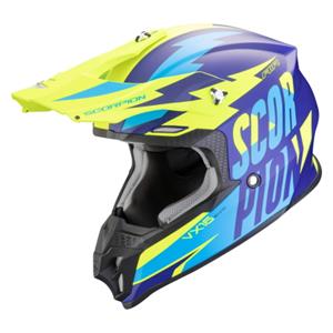 SCORPION VX-16 Slanter Mat, Motocrosshelm, Blauw-Fluo geel