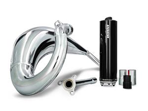 Voca Racing Uitlaat VOCA Cross verchroomd 50/70cc Zwarte demper voor Sherco 50 SM-R, SE-R