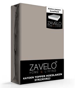 Zavelo Katoen Topper Hoeslaken Strijkvrij Zand-2-persoons (140x200 cm)