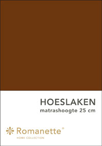 Romanette Hoeslaken Katoen Bruin-90 x 200 cm