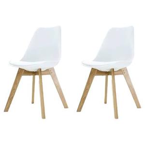 Essence Madera eetkamerstoel wit - Houten onderstel - Set van 2