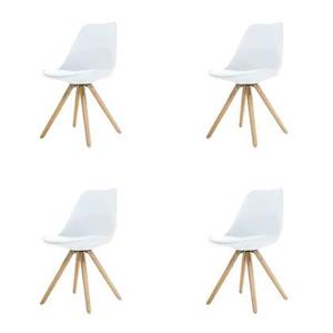 Essence Legno stoel wit - Houten onderstel - Set van 4