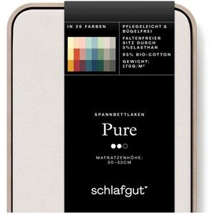 Schlafgut Hoeslaken PURE Bio-Baumwolle mit Elasthan, dehnbar blickdicht, straff, Bettlaken Laken voor matrassen tot 30 cm hoogte, elastisch, ondoorzichtig, strak (1 stuk)