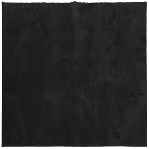 VIDAXL Vloerkleed Laagpolig Zacht En Wasbaar 160x160 Cm Zwart