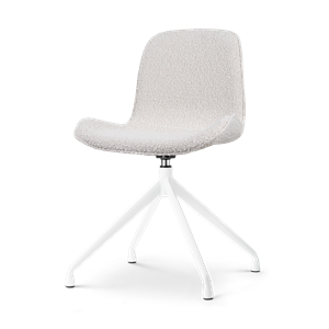 Nolon Nola-Fé draaibare eetkamerstoel bouclé beige  - wit onderstel