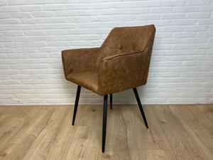 Industrielemeubelshop Stoel Bergen met armleuning cognac microvezel