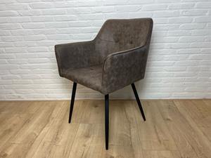 Industrielemeubelshop Stoel Bergen met armleuning grijs microvezel