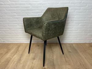 Industrielemeubelshop Eetkamerstoel Bergen met armleuning groen microvezel