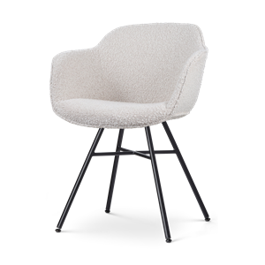 Nolon Noa-Mare eetkamerstoel bouclé beige - zwart onderstel