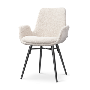 Nolon Nena-Eef eetkamerstoel bouclé beige - zwart houten onderstel