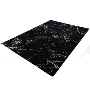 Merinos Vloerkleed - Zwart Marmer Look - 23438-975 - Zwart-Goud-80 x 150 cm