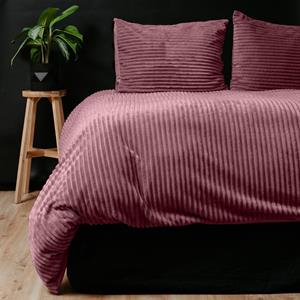 RoyalTextile - Rib Teddy Dekbedovertrek - Oud Roze - 240 x 220