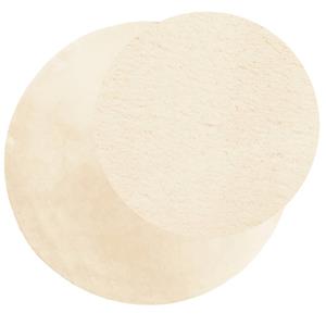 bonnevie Teppich huarte Kurzflor Weich und Waschbar Creme ø 100 cm vidaXL11677