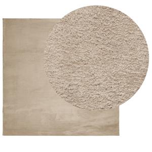 vidaXL Vloerkleed HUARTE laagpolig zacht wasbaar 120x120cm zandkleurig