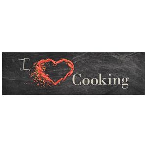 vidaXL Keukenmat wasbaar cooking-print 45x150 cm fluweel zwart