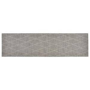 Fußmatte Küchenteppich Waschbar Raute 45x150 cm Samt, vidaXL, Rechteck, Höhe: 0 mm