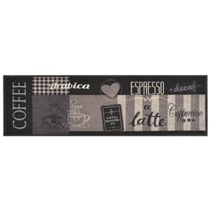 Fußmatte Küchenteppich Waschbar Coffee Schwarz 45x150 cm Samt, vidaXL, Rechteck, Höhe: 0 mm