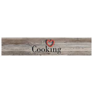 Fußmatte Küchenteppich Waschbar Cooking Grau 60x300 cm Samt, vidaXL, Rechteck, Höhe: 0 mm