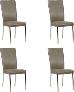 ShopX Leren eetkamerstoel daily, grijs leer, grijze keukenstoelen