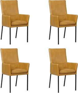 ShopX Leren eetkamerstoel royal met armleuning, bruin leer, bruine keukenstoelen