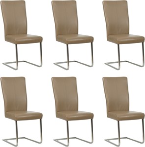 ShopX Leren eetkamerstoel dare, bruin leer, bruine keukenstoelen