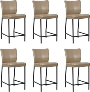 ShopX Leren barstoel revolt laag, bruin leer, bruine barkruk