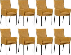 ShopX Leren eetkamerstoel royal met armleuning, bruin leer, bruine keukenstoelen