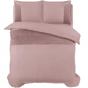 Sleeptime Velvet Band Dekbedovertrek Roze-2-persoons (200 x 200/220 cm)