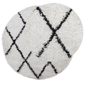 Teppich Teppich Shaggy Hochflor Modern Creme und Schwarz Ø 120 cm, vidaXL, Runde