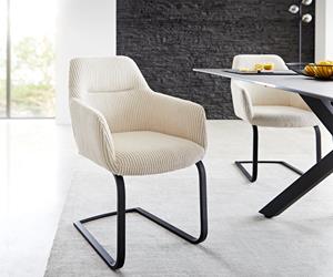 DELIFE Schwingstuhl Pejo-Flex Cord Beige Freischwinger flach Schwarz