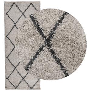 vidaXL Vloerkleed shaggy hoogpolig modern 80x200 cm beige en antraciet